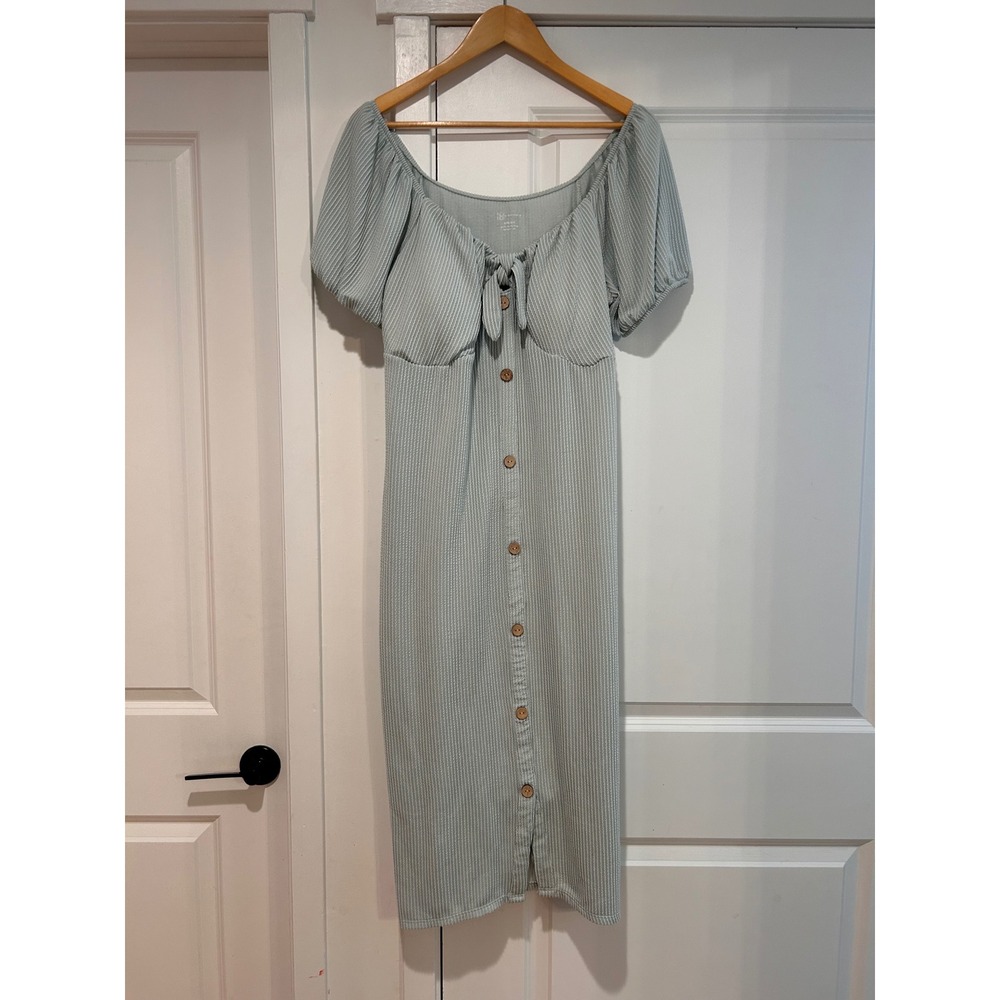 No Boundaries‎ Milkmaid Puff Sleeve Maxi Dress Womens XXXL Stripe Coquette Boho